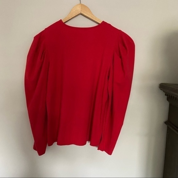 LPA Crew Neck Gathered Puff Shoulder Red Top - Size Small - Picture 7 of 11